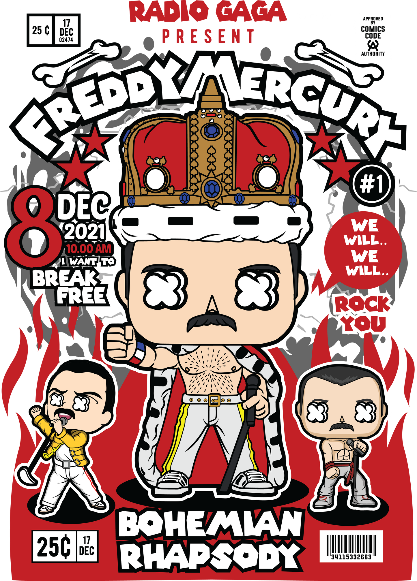 Freddy Mercury Funko POP Art Tshirt (Bohemian Rhapsody)
