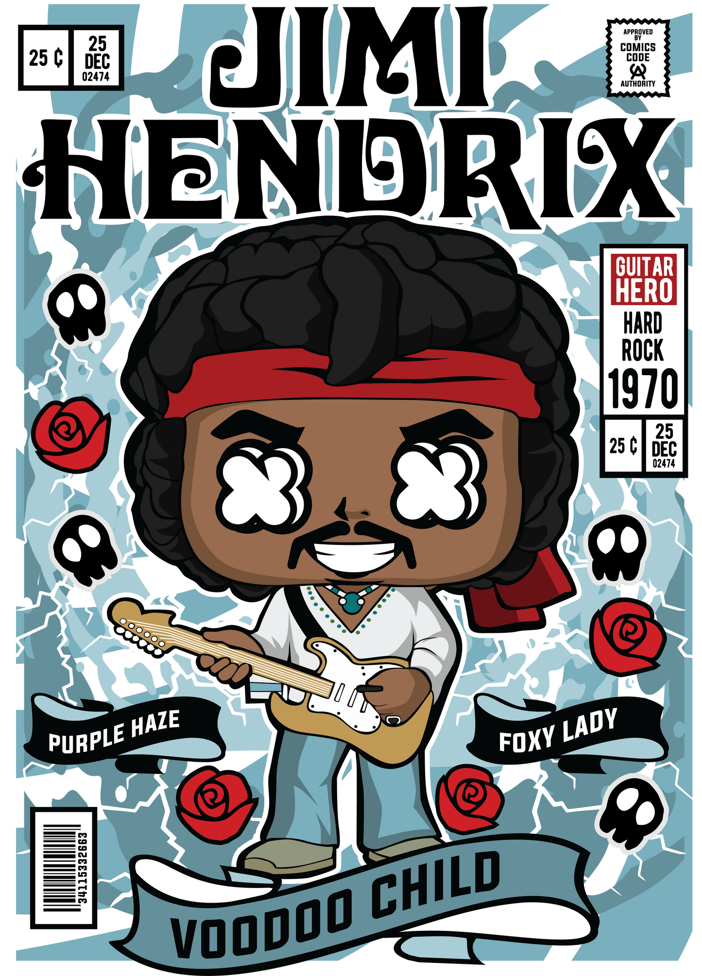 Jim Hendrix Funko POP Art T-Shirt (VooDoo Child)