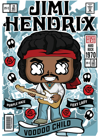 Jim Hendrix Funko POP Art T-Shirt (VooDoo Child)