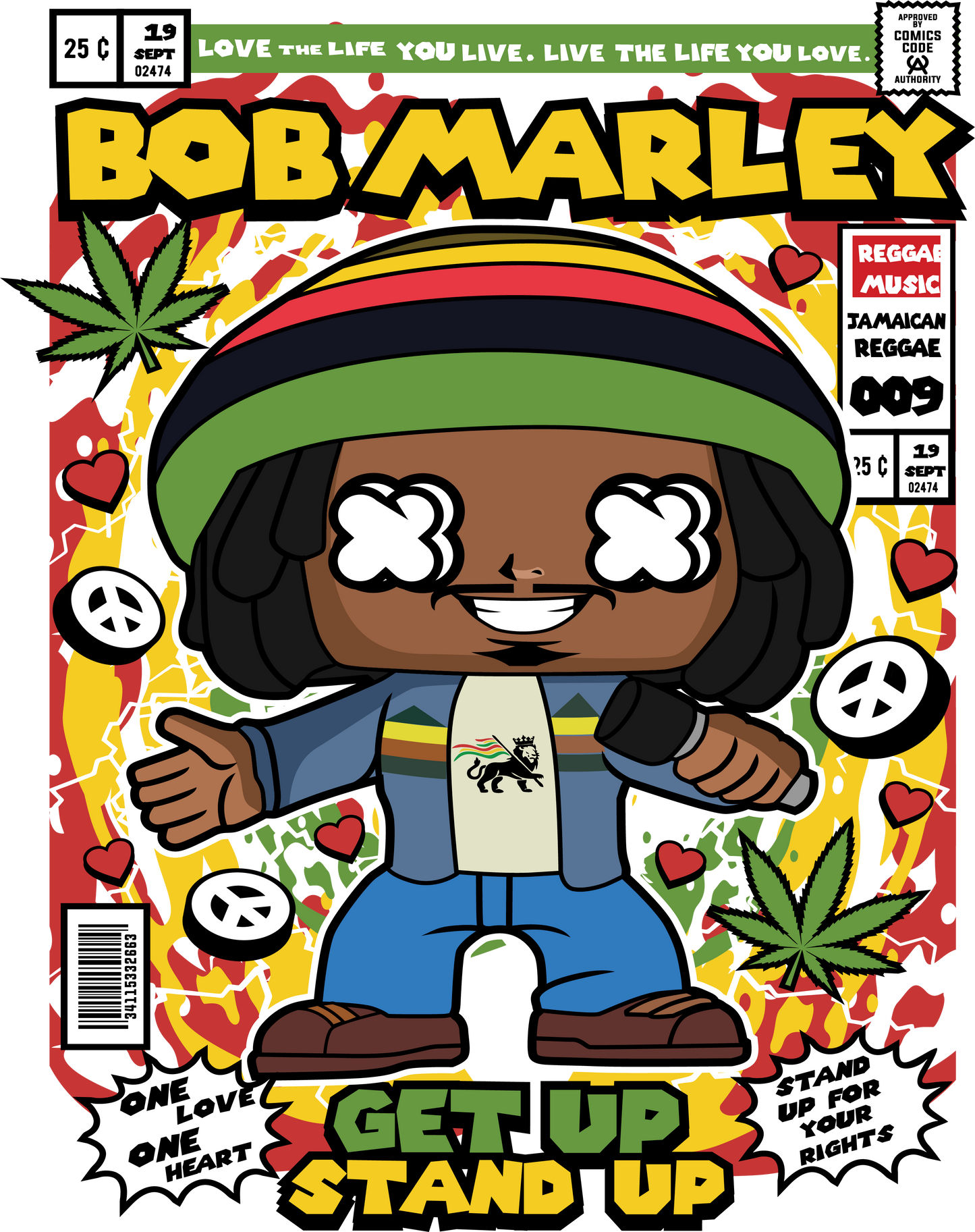 Bob Marley Funko POP Art T-Shirt (One Love)