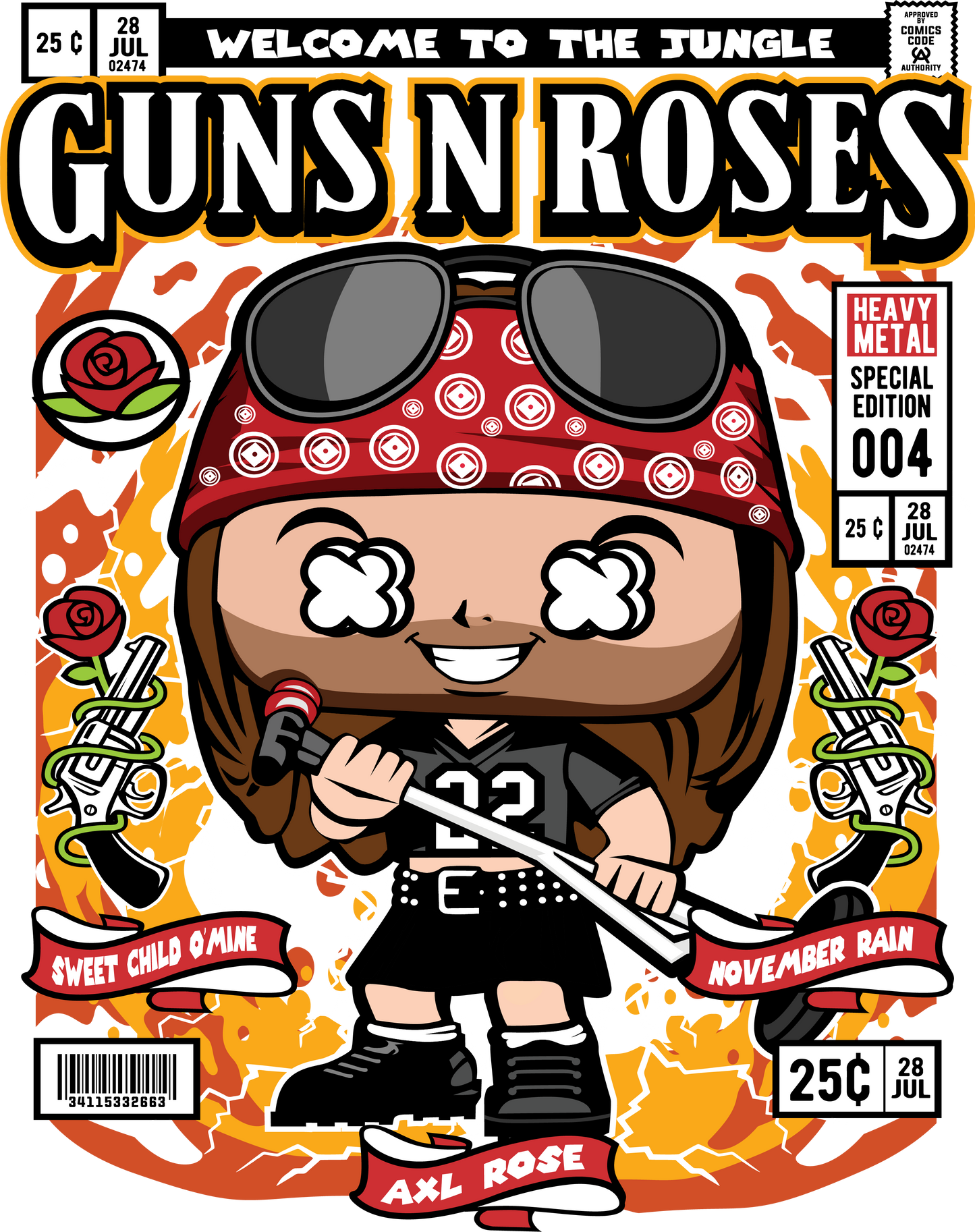 Axl Rose Funko POP Art Tshirt (Gun N Roses)