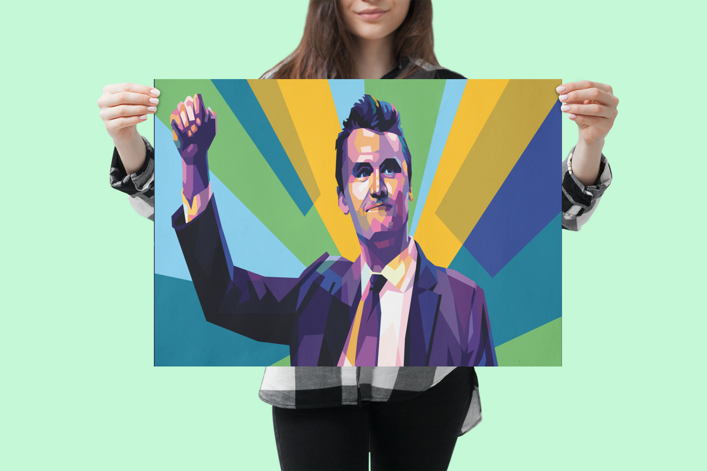 Charlie Kirk WPAP Digital Pop Art – Bold Geometric Portrait | Wall Art, Canvas, T-Shirt & Hoodie Apparel